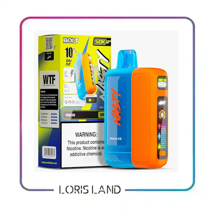 پاد یکبار مصرف نستی ۵۰ هزار پاف طعم  هلو یخ nasty-pod